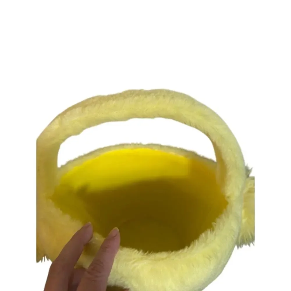Yellow Duck Faux Fur Easter Basket Plush Spring Gift Basket